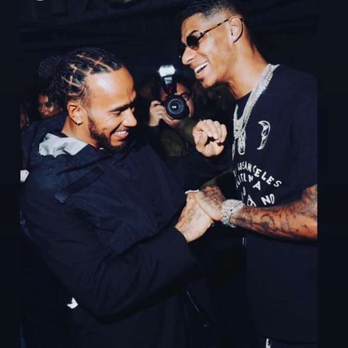 What a great shot - two of our favourite icons snapped together 🙌 

#livinglegends #westan #sportslegends #beyondliesmore #marcusrashford #lewishamilton