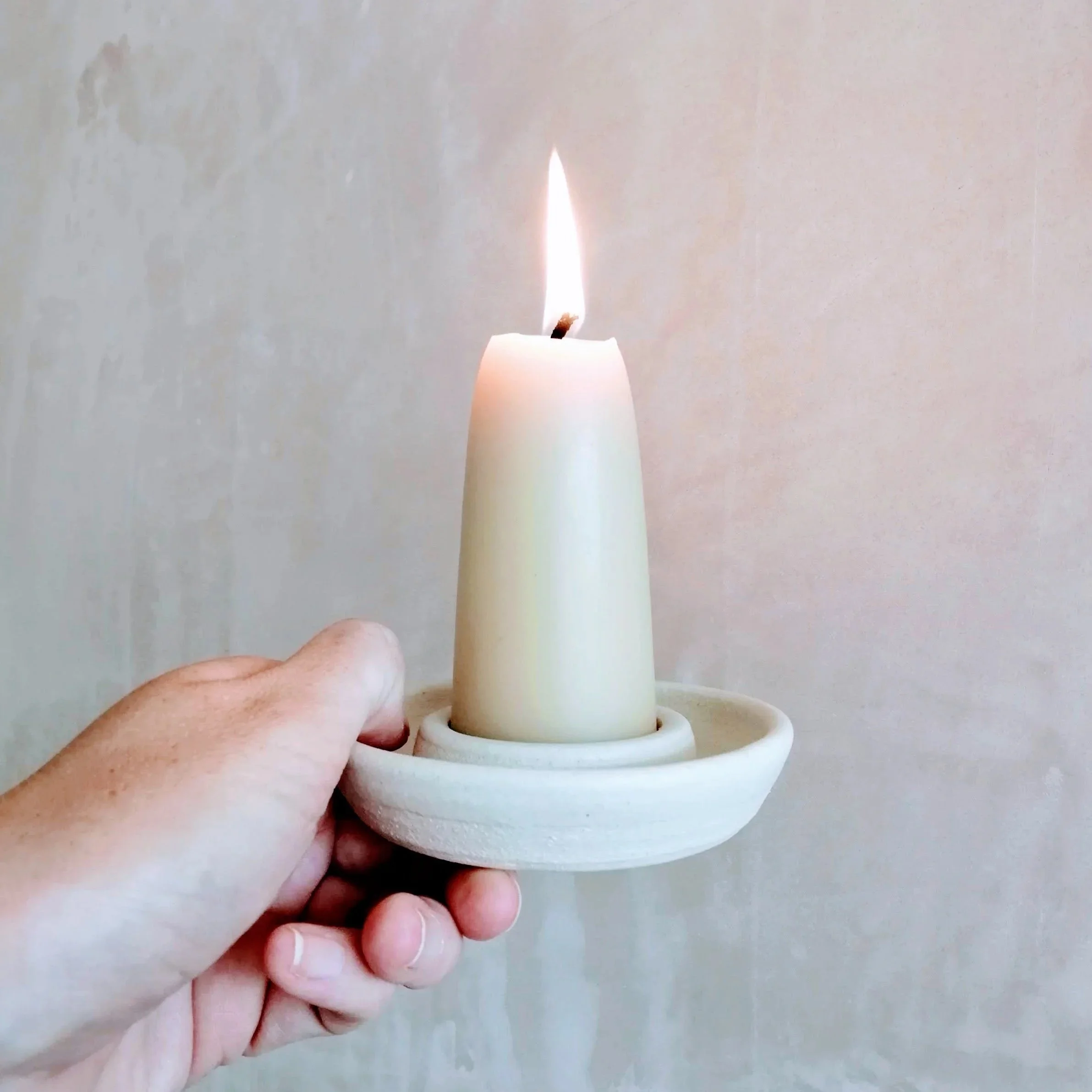 Handmade+ceramic+holder+in+white+with+beeswax+candle.jpg