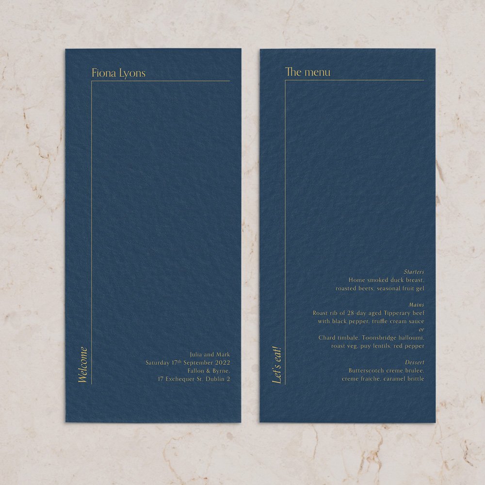 Forever Darling DL Personalised Menu Navy