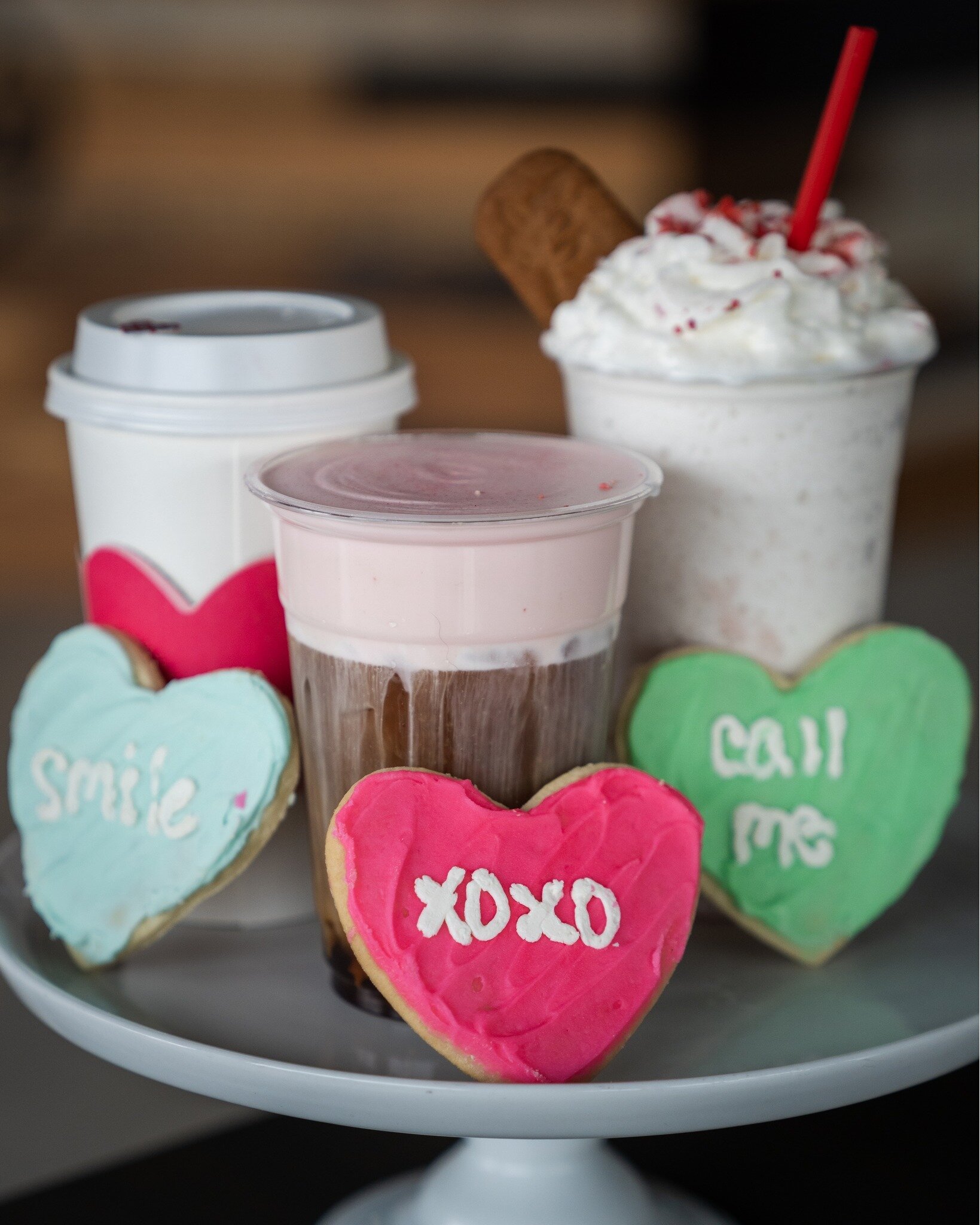 VALENTINES DRINK MENU! from left to right:

Raspberry Truffle (hot or iced), Lavender Vanilla Spice Cold Foam, and Strawberry Shortbread Cookie Frappe.

We love you ❤ ...you are our valentine!

____

&bull;

&bull;

#groundedcoffeeandcrumbs #supportl