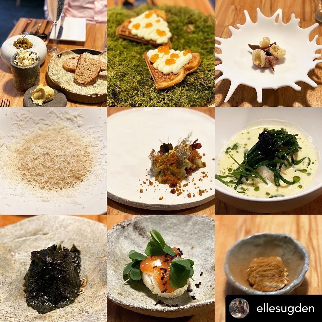 Posted @withregram &bull; @ellesugden Fun night trying the new tasting menu from @chef_jono_ at @vandvleeds last night - feels so good to be back in restaurants! 🥂😋💫

Snacks; 🍿
Waffle, Cream Cheese, Caviar; 🧇
Chicken Liver, Caramac Chocolate, Po