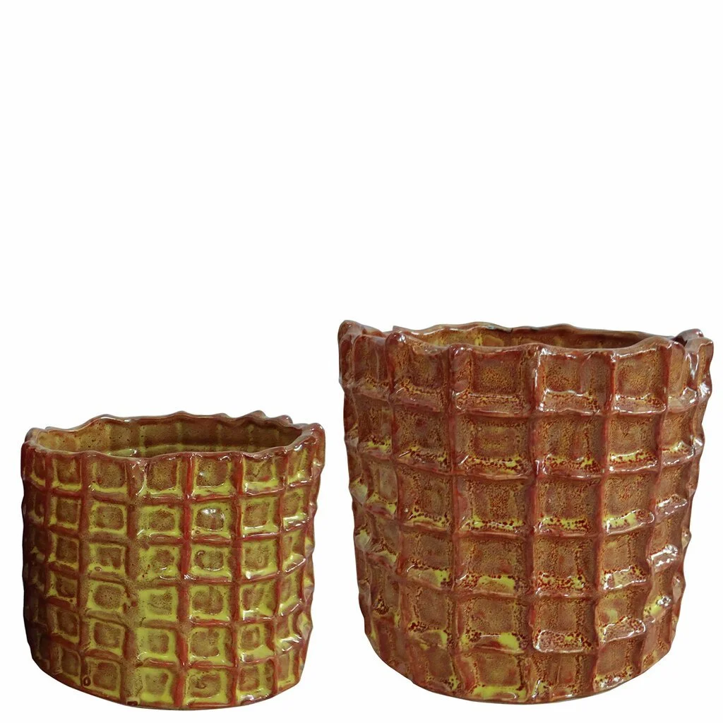 Rustic Waffle Ceramic Planter