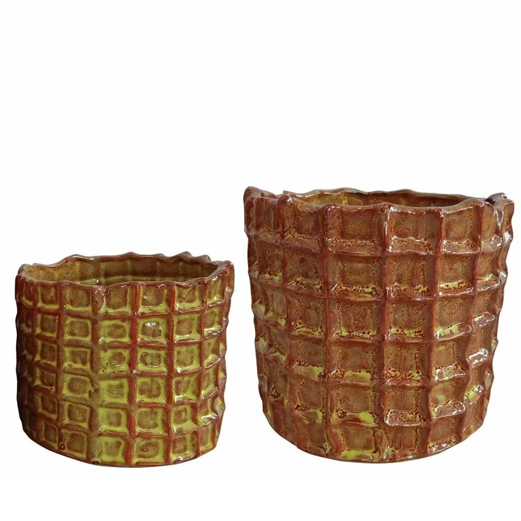 Rustic Waffle Ceramic Planter