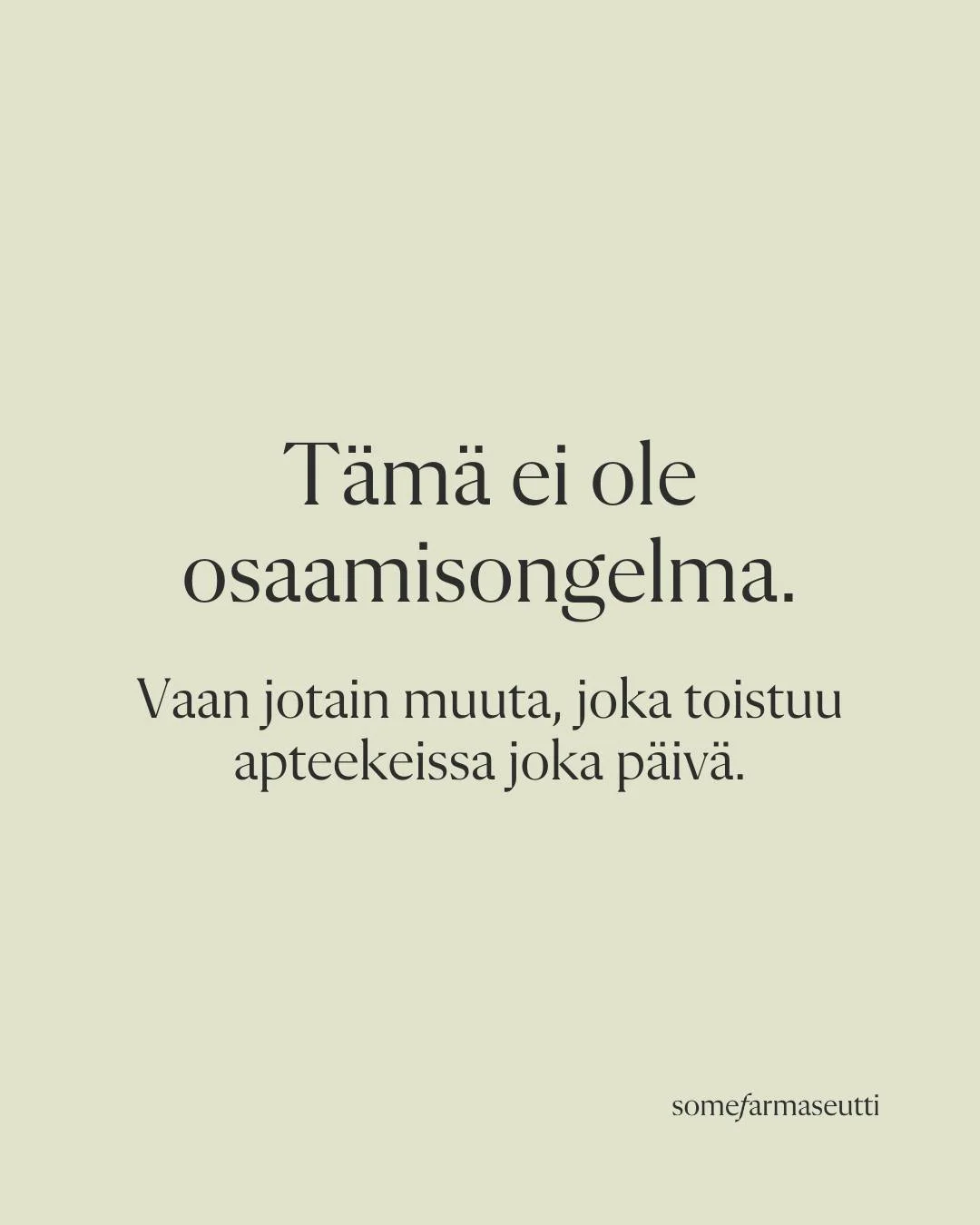 T&auml;n&auml;&auml;n on se p&auml;iv&auml;, kun Apteekkien myyntikoulutus verkossa helmi-maaliskuussa -koulutuksen ilmoittautuminen p&auml;&auml;ttyy. Klo 23:59 ovet sulkeutuvat.

Kysyin hiljattain apteekeilta yhden kysymyksen:
&ldquo;Jos voisit tai
