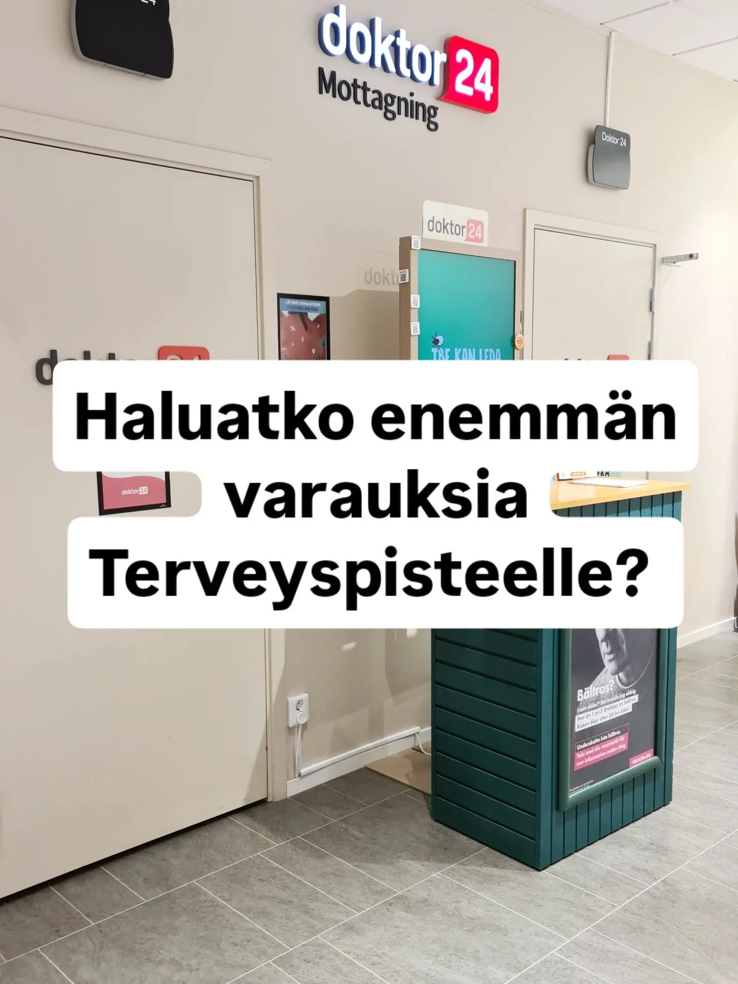 Monessa apteekissa halutaan lis&auml;&auml; varauksia terveyspisteelle.

Pienill&auml; asioilla voi vaikuttaa paljon:
💚 miss&auml; palvelu n&auml;kyy
💚 miten siit&auml; kerrotaan
💚 miss&auml; kohtaa asiakas kohtaa sen

K&auml;vin Ruotsin ja Lontoo