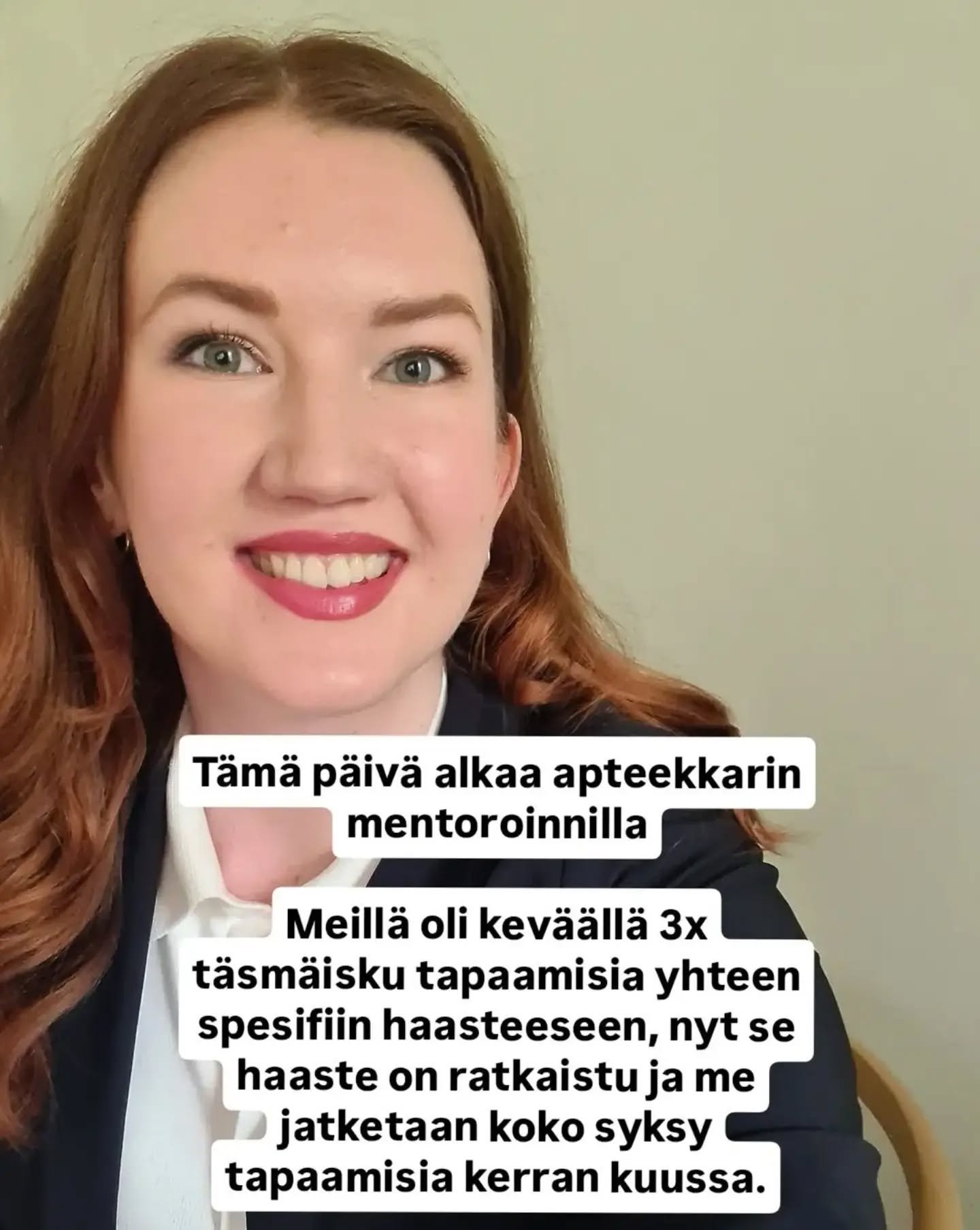 Milloin aloitetaan? 🤗

Kaikki lis&auml;tiedot somefarmaseutti.fi ja aina voi laittaa viesti&auml; ❤️

Seuraa @somefarmaseutti jos sinua kiinnostaa apteekkarina kehittyminen, apteekin liiketoiminnan kehitt&auml;minen, johtaminen, myynti ja asiakaskok