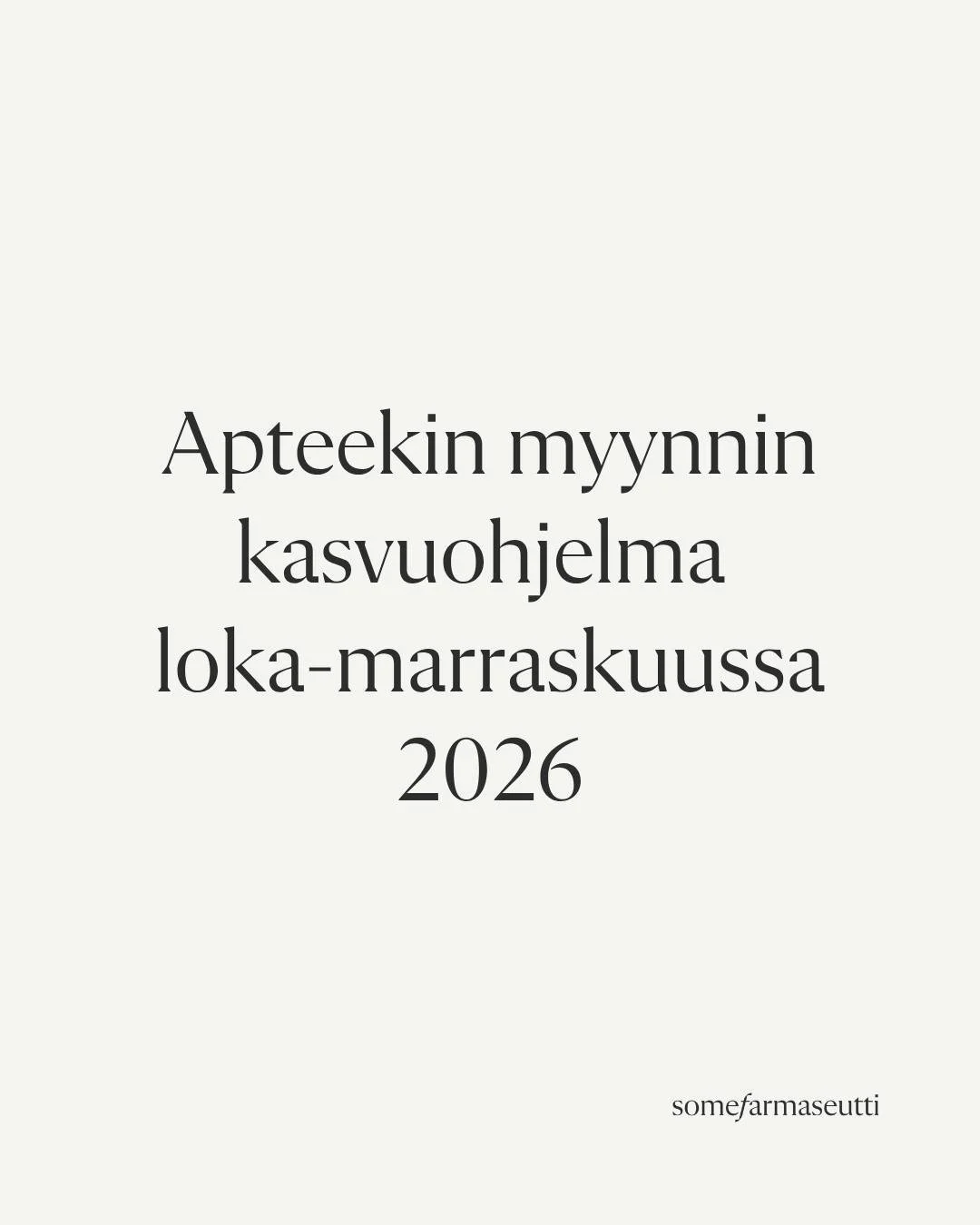 Sinulla on apteekissa hyv&auml; henkil&ouml;kunta, he palvelevat yst&auml;v&auml;llisesti, ja he ovat ammattitaitoisia.
Mutta - asiakastilanteet j&auml;&auml;v&auml;t usein helposti siihen, mit&auml; asiakas tuli itse hakemaan. Tai asiakkaan kanssa v