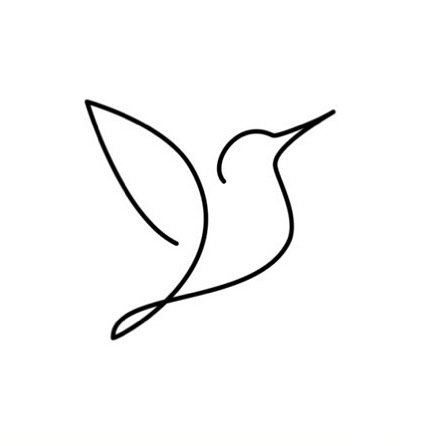 Single line drawing - one of my faves from Picasso. The hummingbird is a symbol of good luck and a messenger of JOY.  Stands for intelligence, beauty, devotion and love.