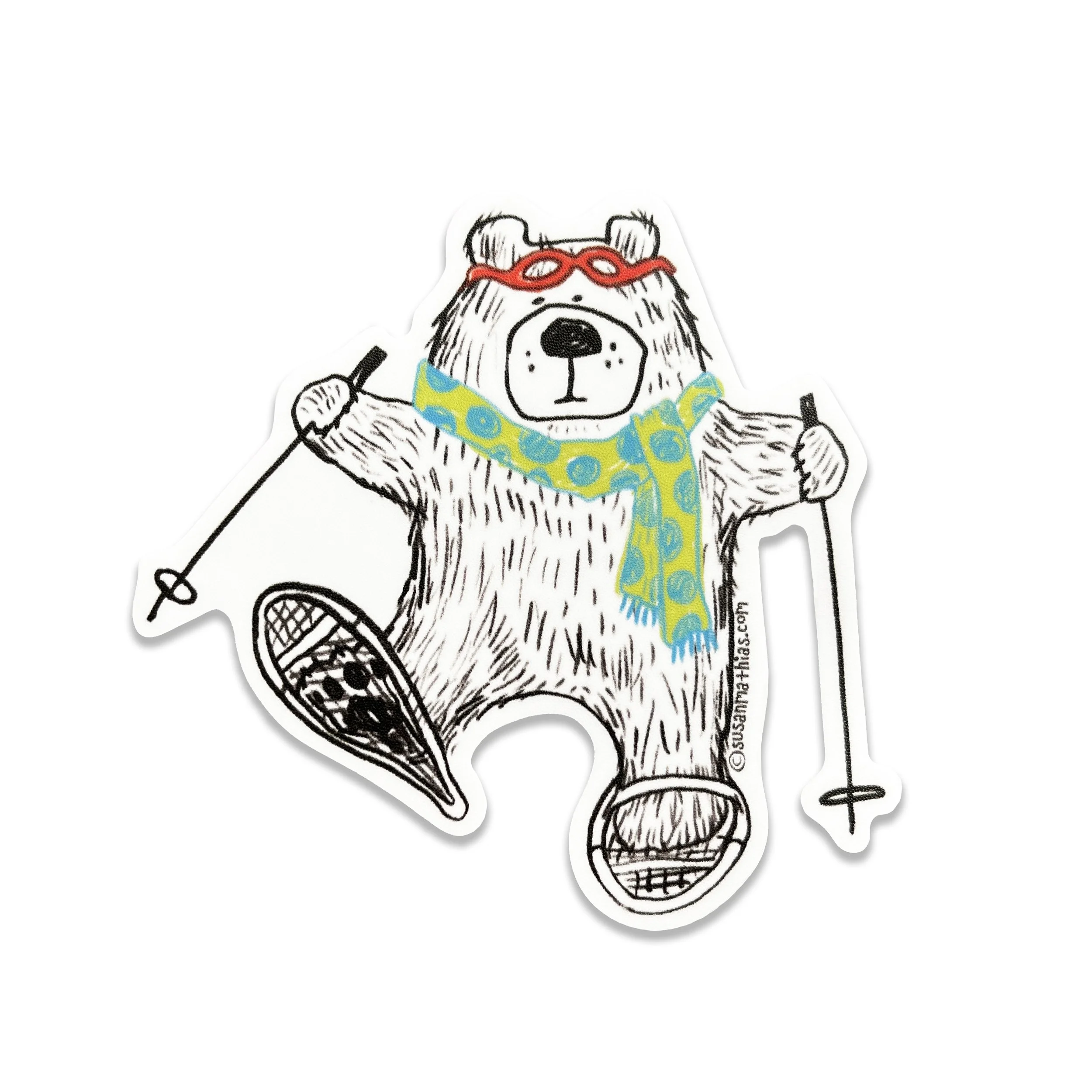 Bear Snowshoe polkadot scarf STICKER_photo Fixed_SQ Website 2024.jpg