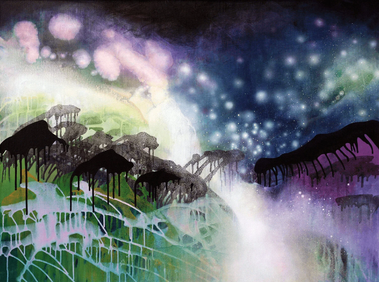 Meditation Upon the Sublime © 2013 acrylic, spray paint on canvas 36" x 40"