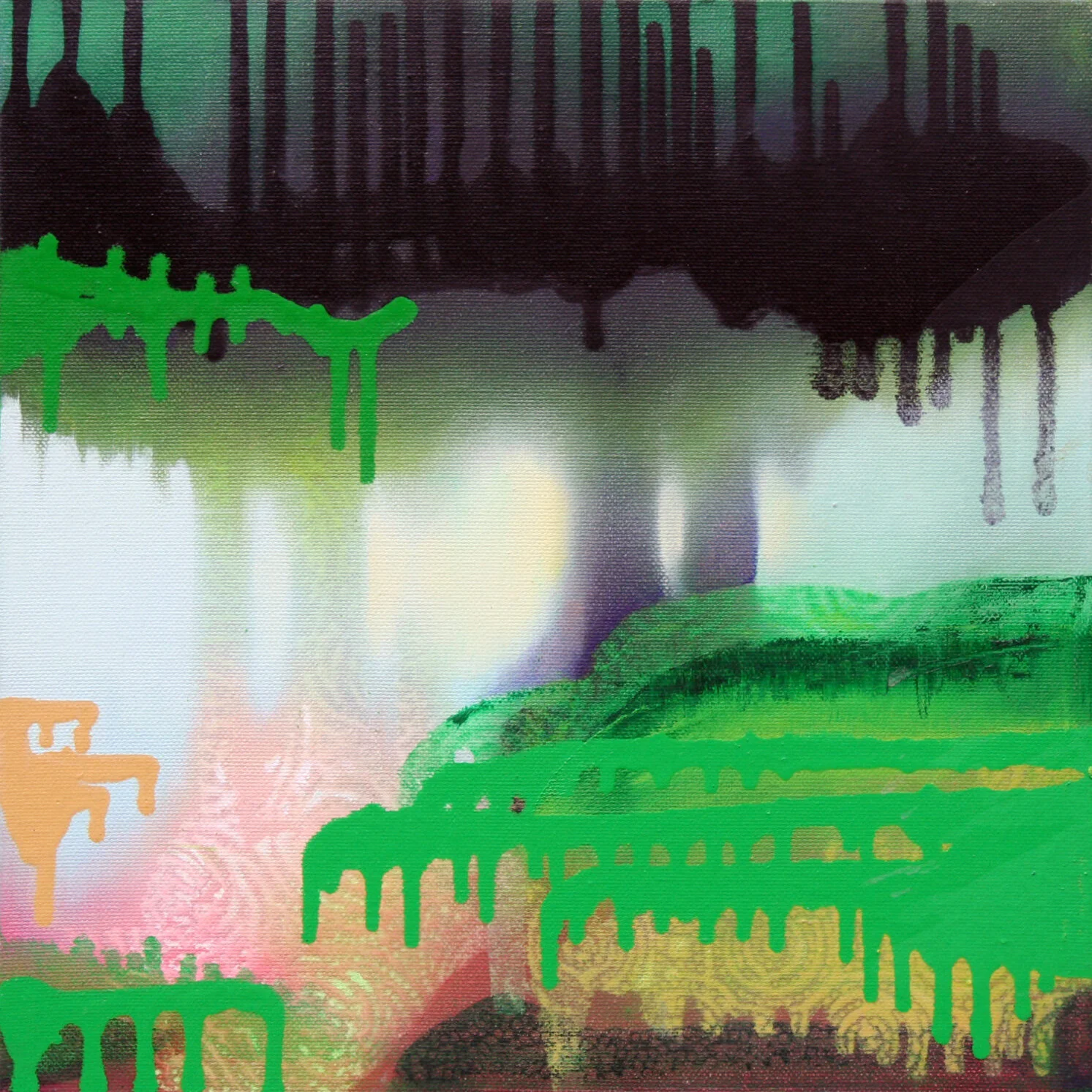 Post-Apocalyptic Ghost Story © 2007 Acrylic and oil on canvas 12" x 12"