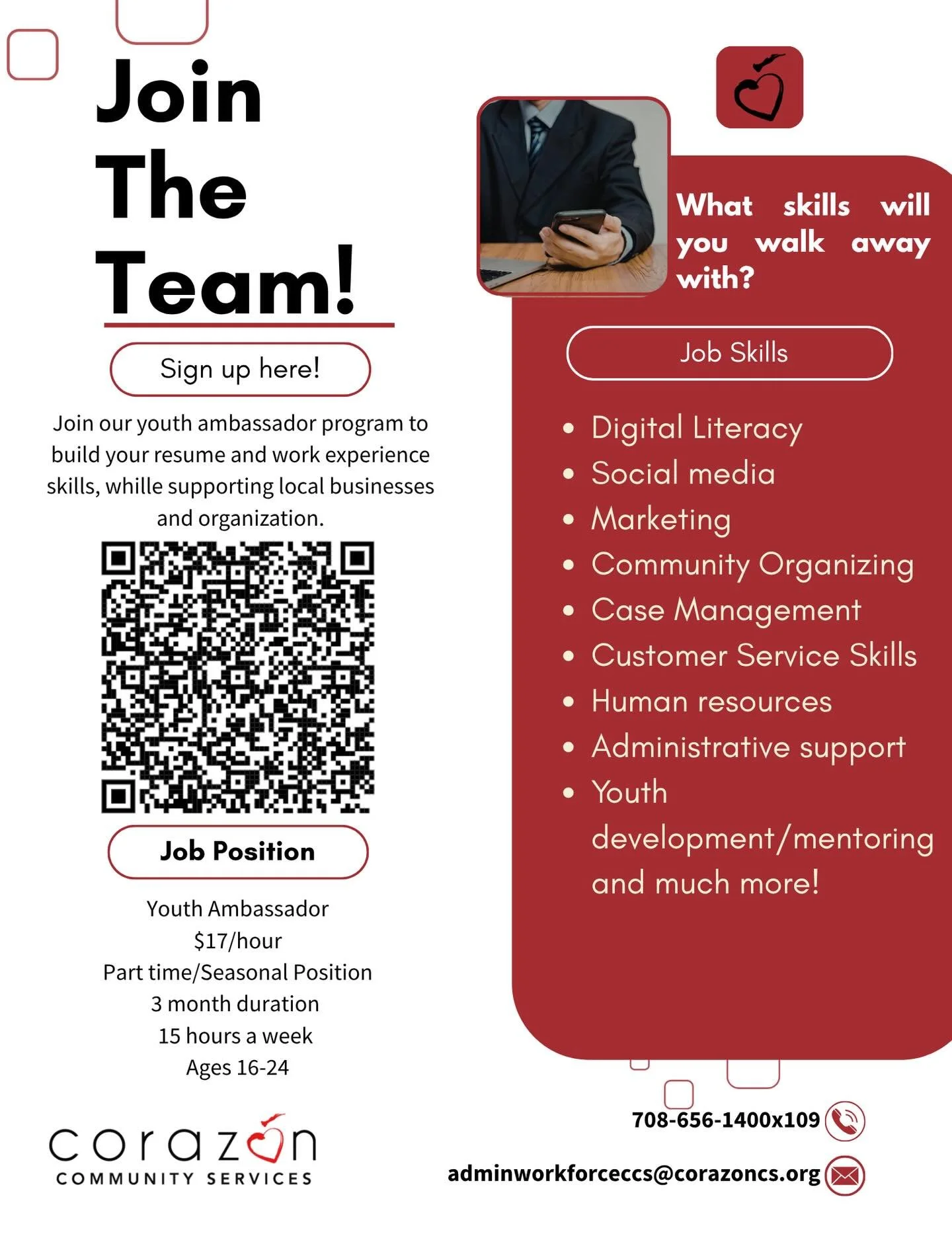 We&rsquo;re looking for motivated youth ages 16&ndash;24 to join our next cohort and build real career skills that set you up for success! Through our program, you&rsquo;ll gain hands-on experience, develop professional skills, and get connected to o