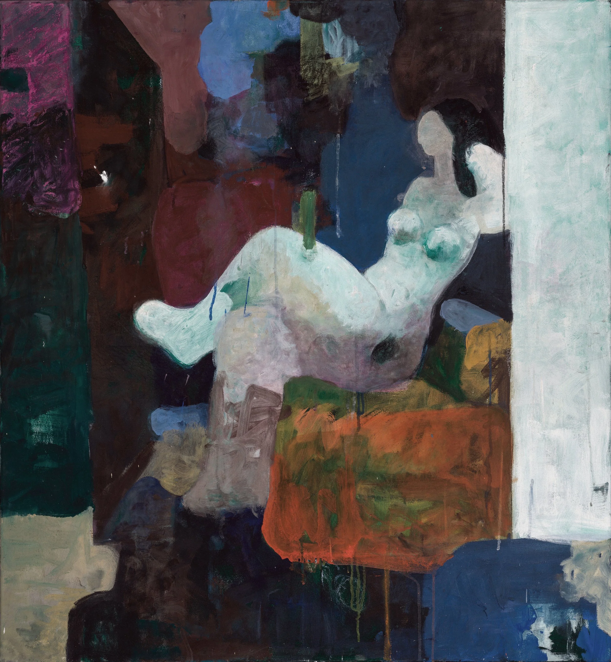 Auf orangenem Sofa, Mischtech. a. Lw., 2022.jpg