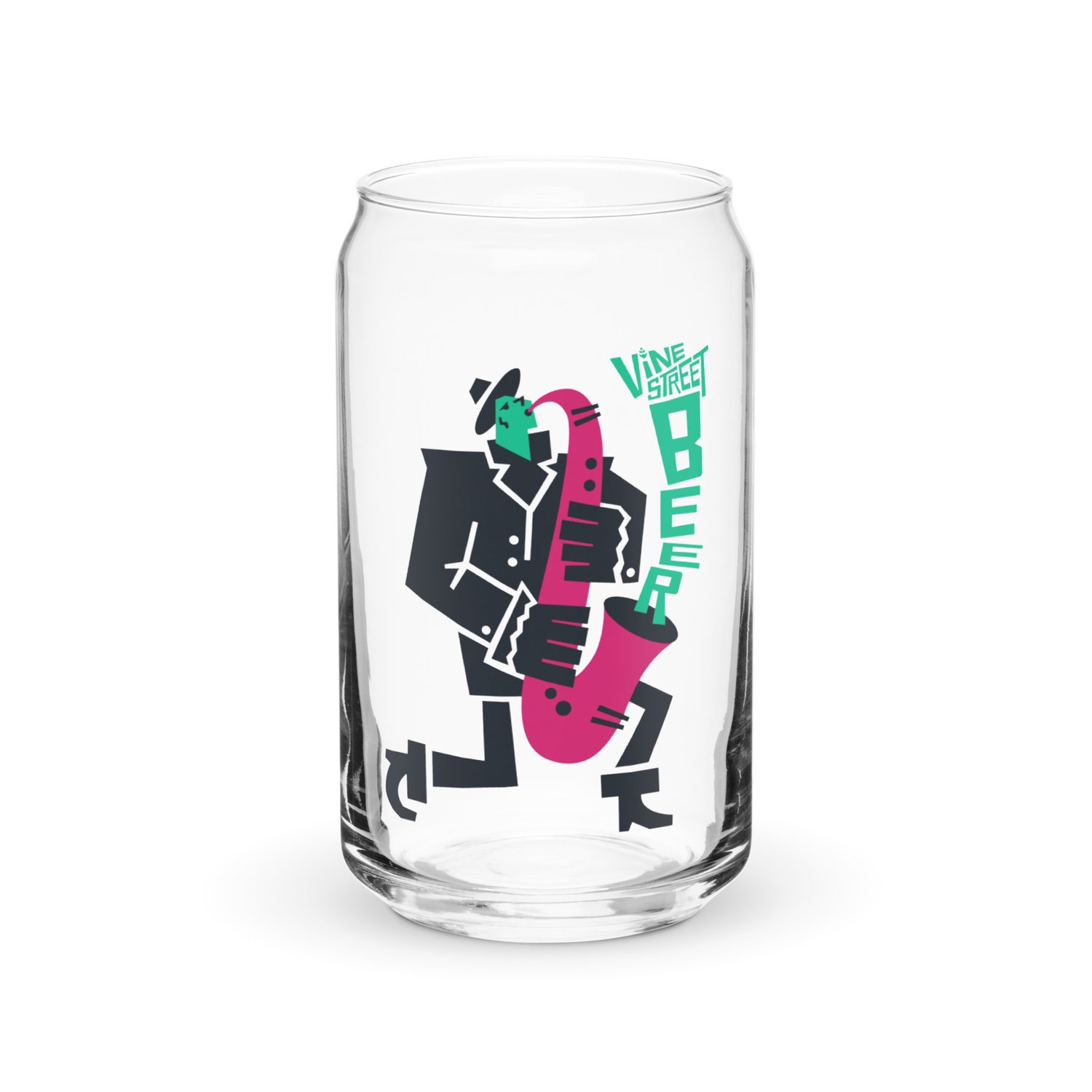Jazzman can-shaped glass — Vine Street Brewing Co.