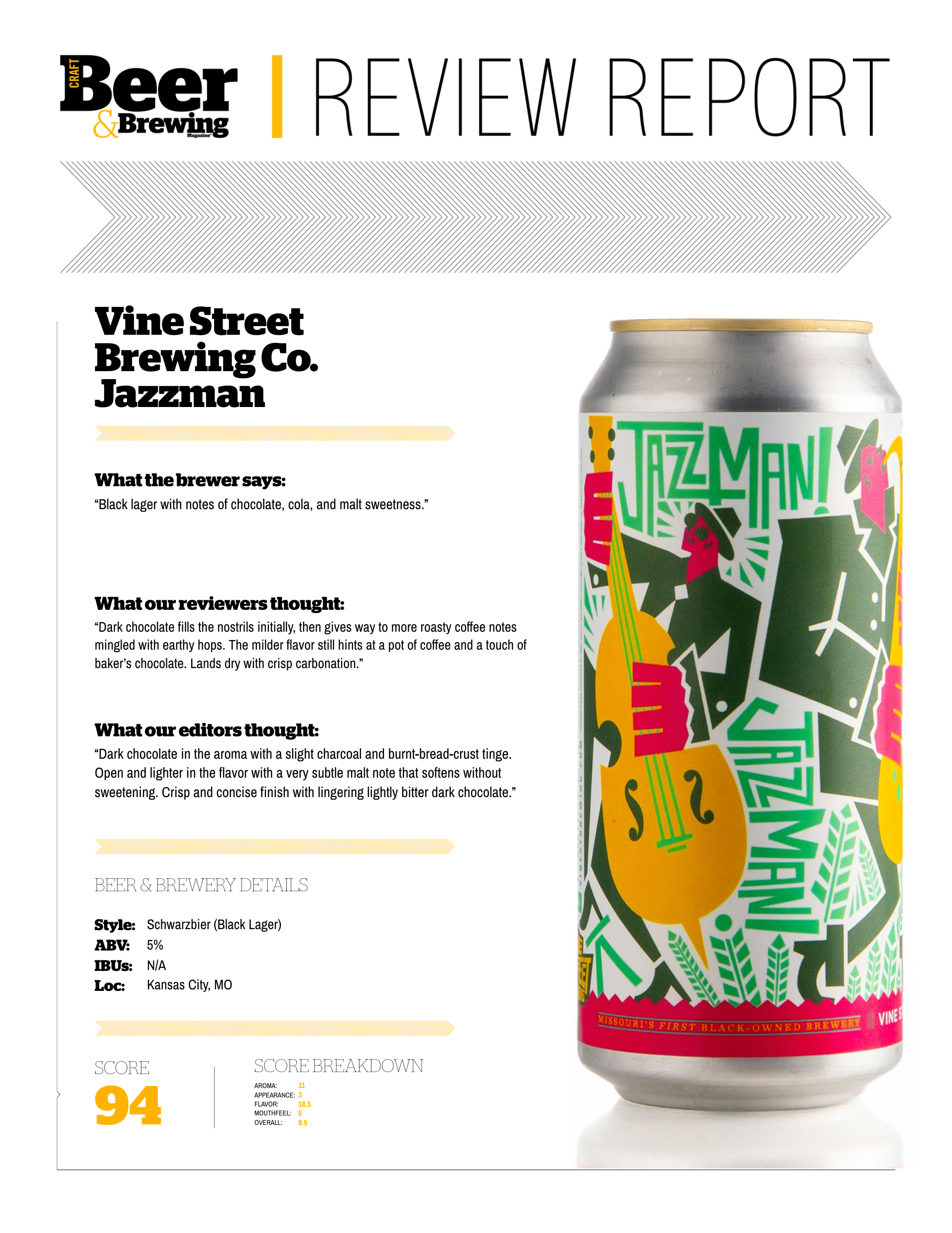 The Liquid Speaks: Jazzman Scores a 94 in Craft Beer &amp; Brewing