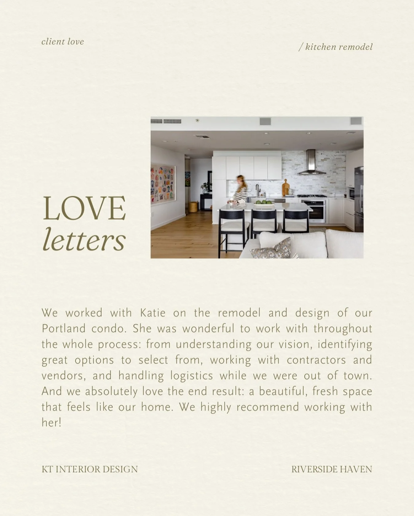 Love letters from our Riverside Haven condo remodel 🕊️
