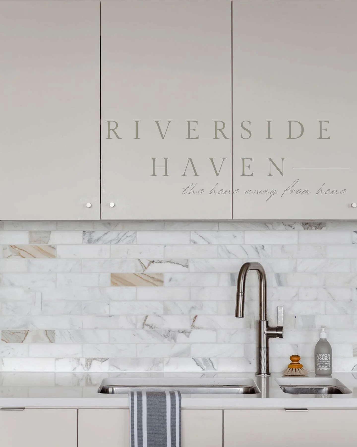 Riverside Haven; the home away from home. 

A waterfront condo where soft, modern finishes let the artwork and views take center stage. Our focus was thoughtful updates that improved function. A custom window bench to enjoy a morning coffee, new isla