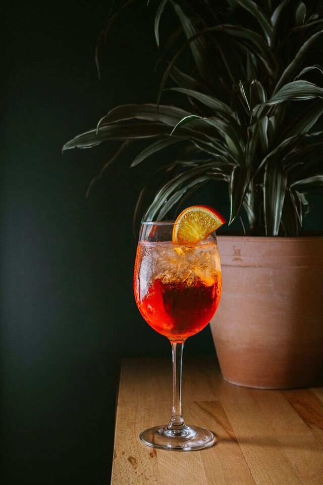 An aperol spritz for a styled inner city wedding shoot in Sheffield