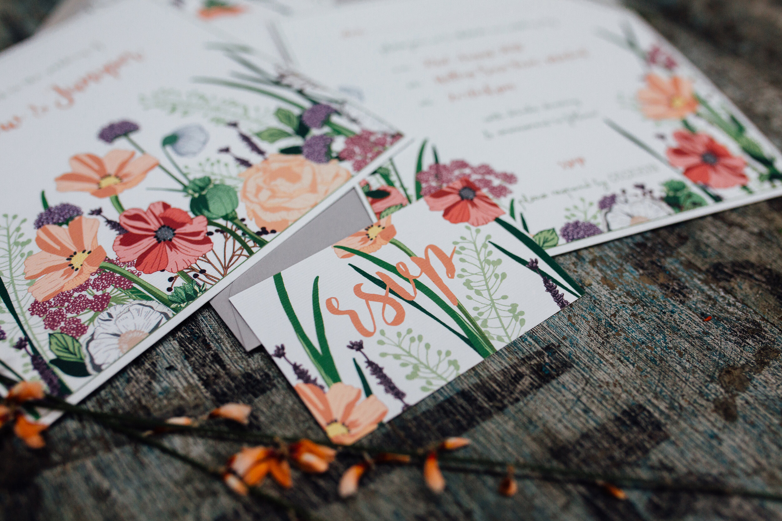 Give your guests the details of your big day in style with Hedgerow customisable collection. With invitations, details cards and RSVP’s full of wild flowers all ready to order and personalise to you and your wedding.