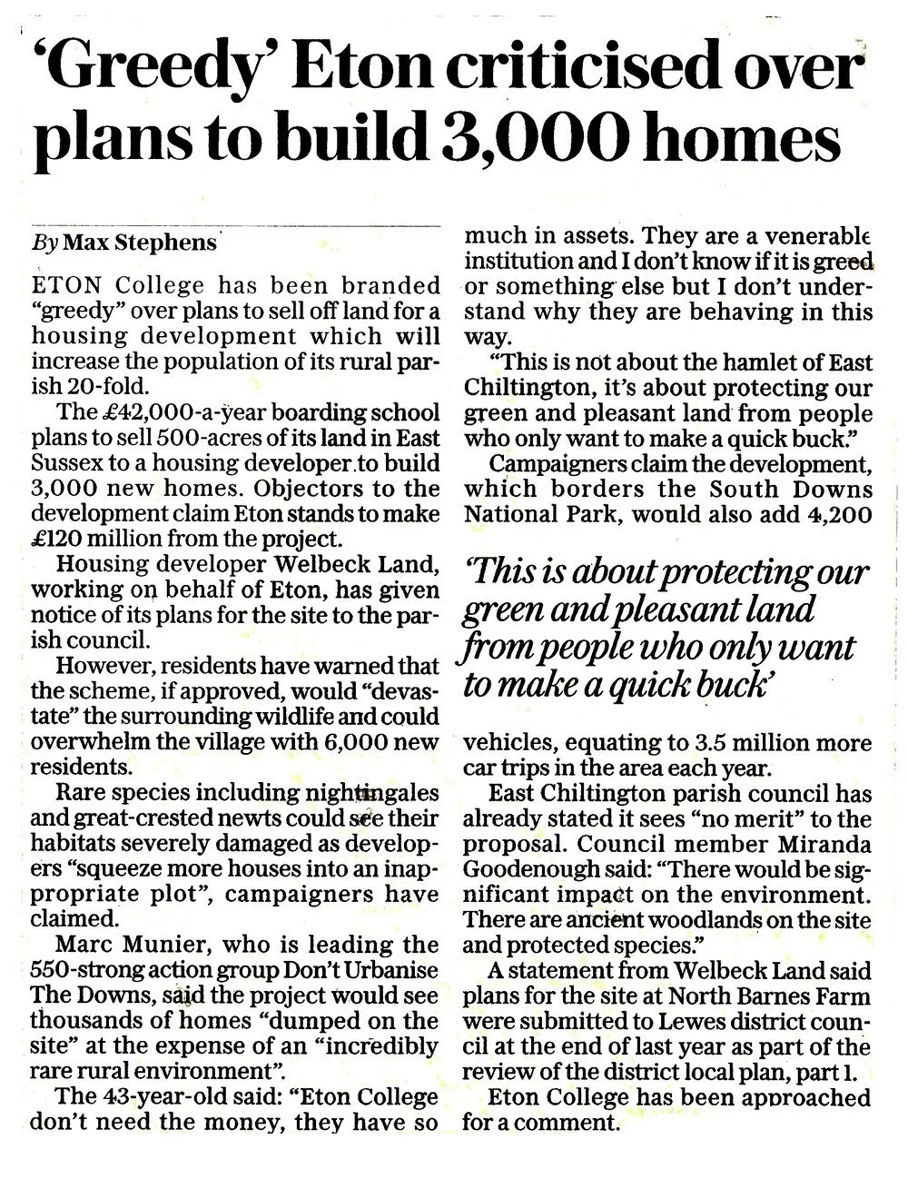 The Telegraph, March 25, 2021