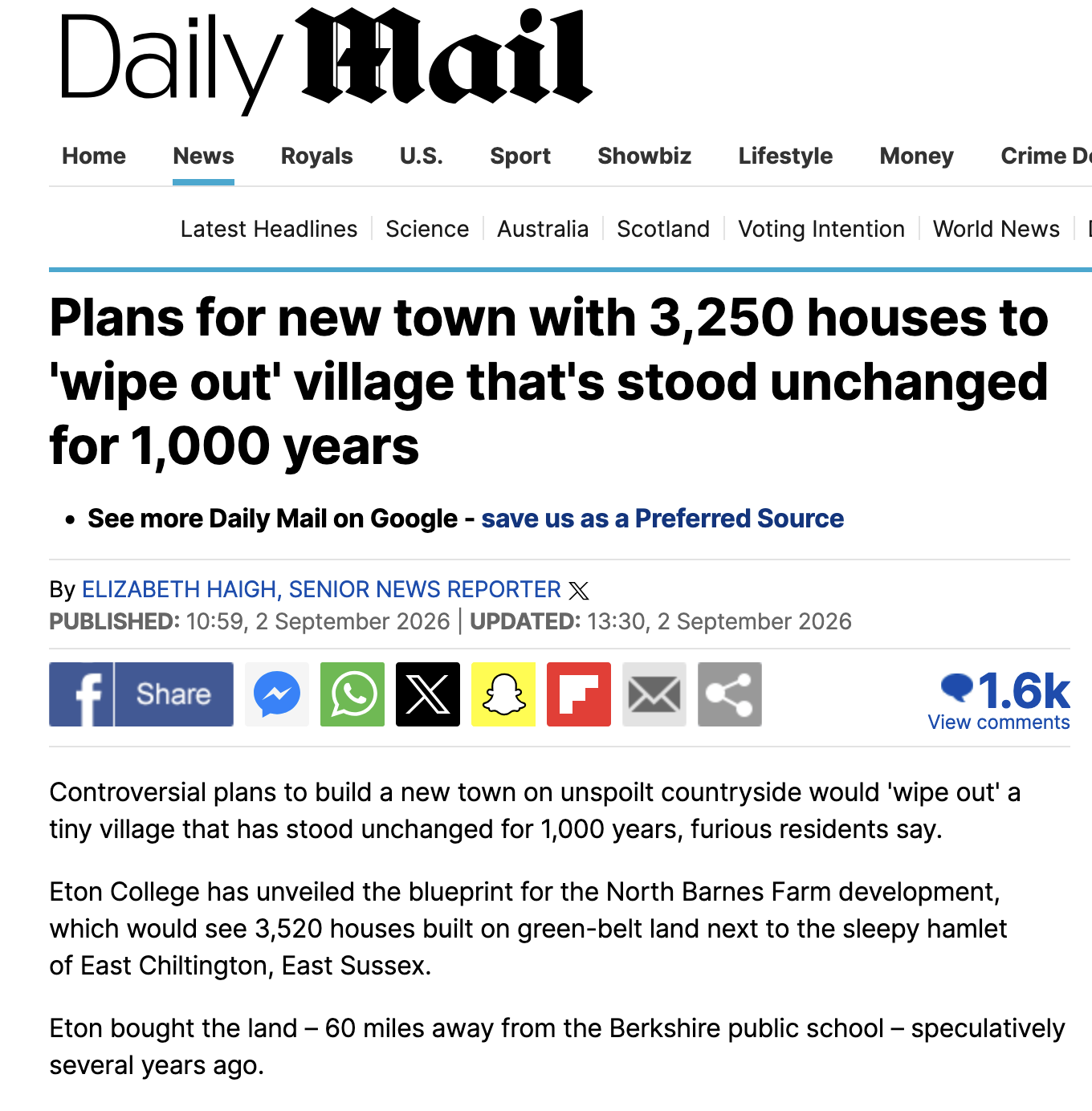 The Daily Mail and the fate of East Chiltington …