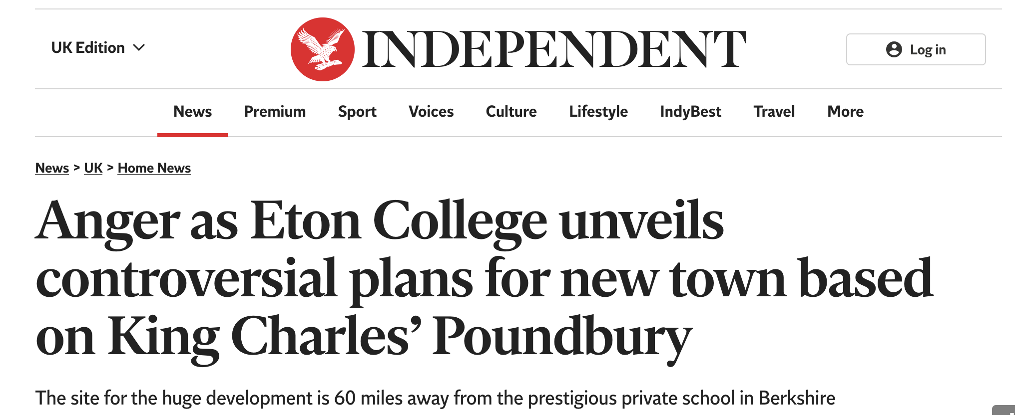 Eton College has sparked anger by unveiling controversial plans to build a new town over unspoilt countryside.