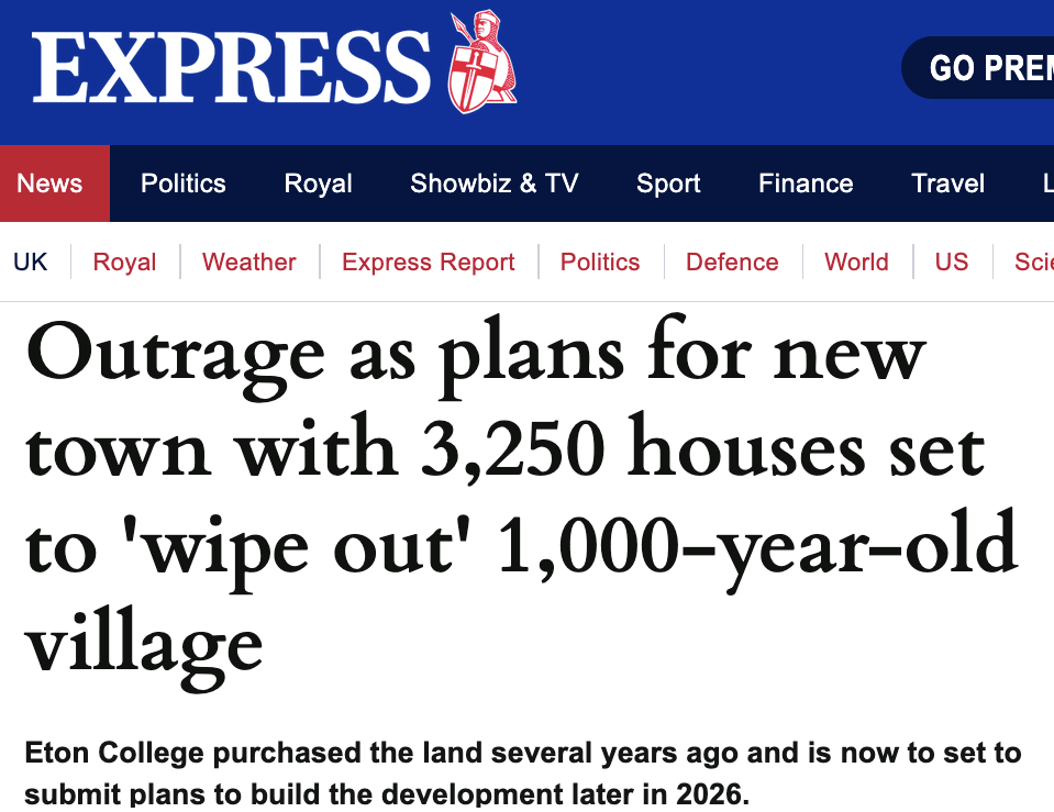 Daily Express - Eton plans to “wipe out village”