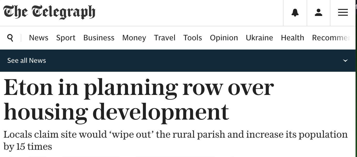 Telegraph: Eton in planning row over housing development