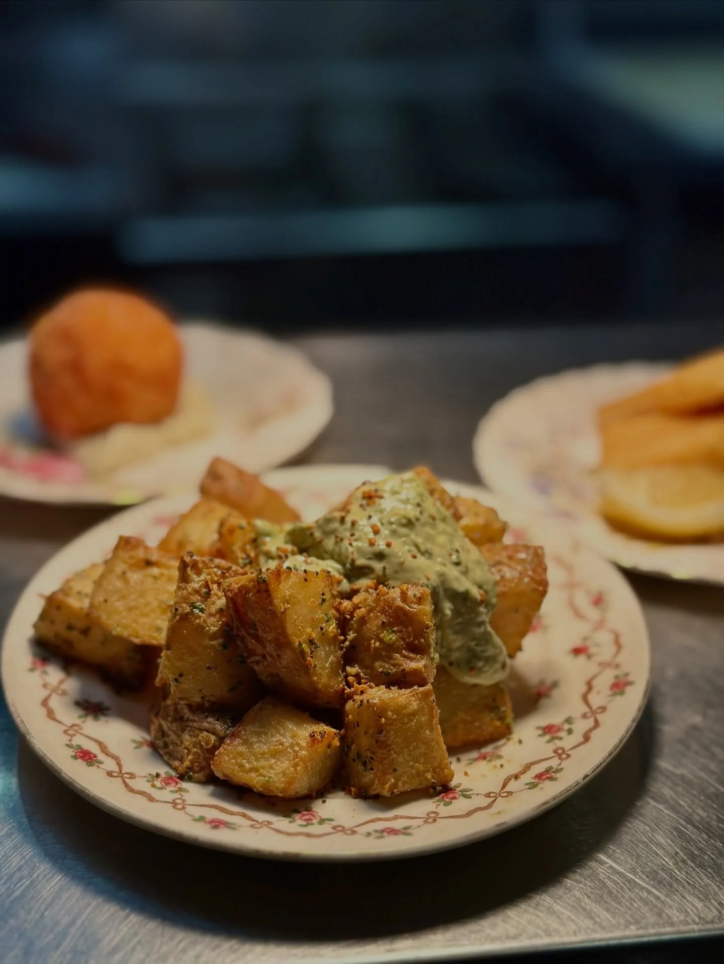 The humble Potato; so wonderful in all its forms 🧡

Ours are currently covered in Sunflower Seed Dukkah and topped with a big helping of Green Tahini 🌻 (Vegan) 

A perfectly shareable dish, if you&rsquo;re that way inclined or you could just enjoy 