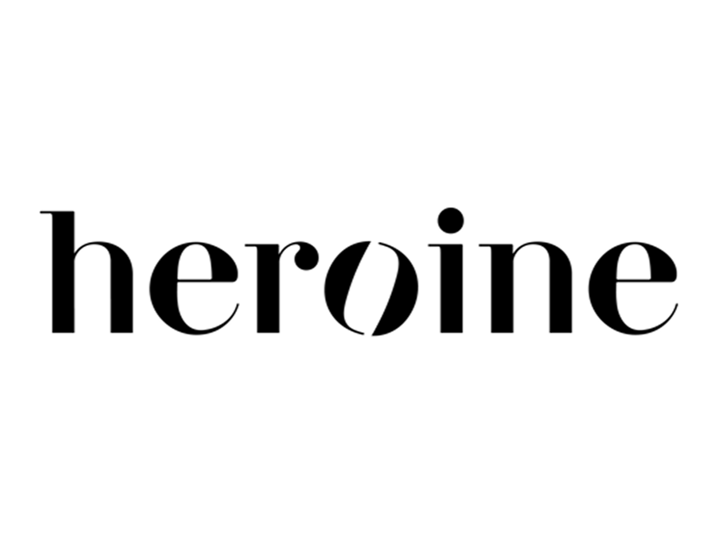 The word "heroin" in black, with the letter "o" stylized as a circle with a slash through it.