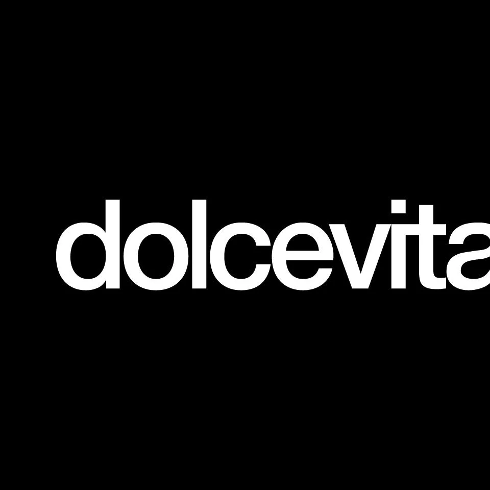 Black background with the word "dolcevita" in large white lowercase letters.