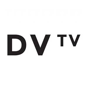 Logo with the letters DV in bold and TV next to them.