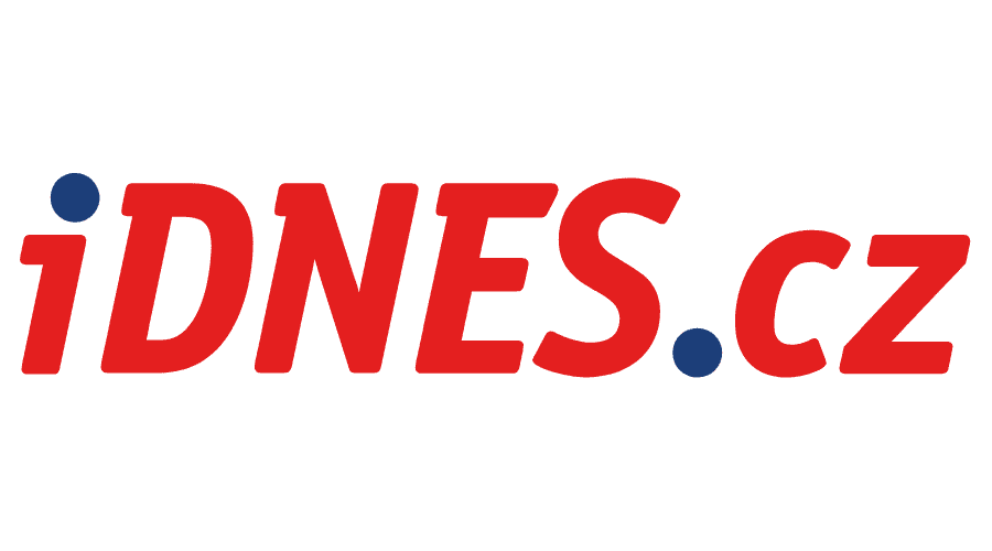 Logo of iDNES.cz, a Czech news website, with red text and blue dots on a white background.