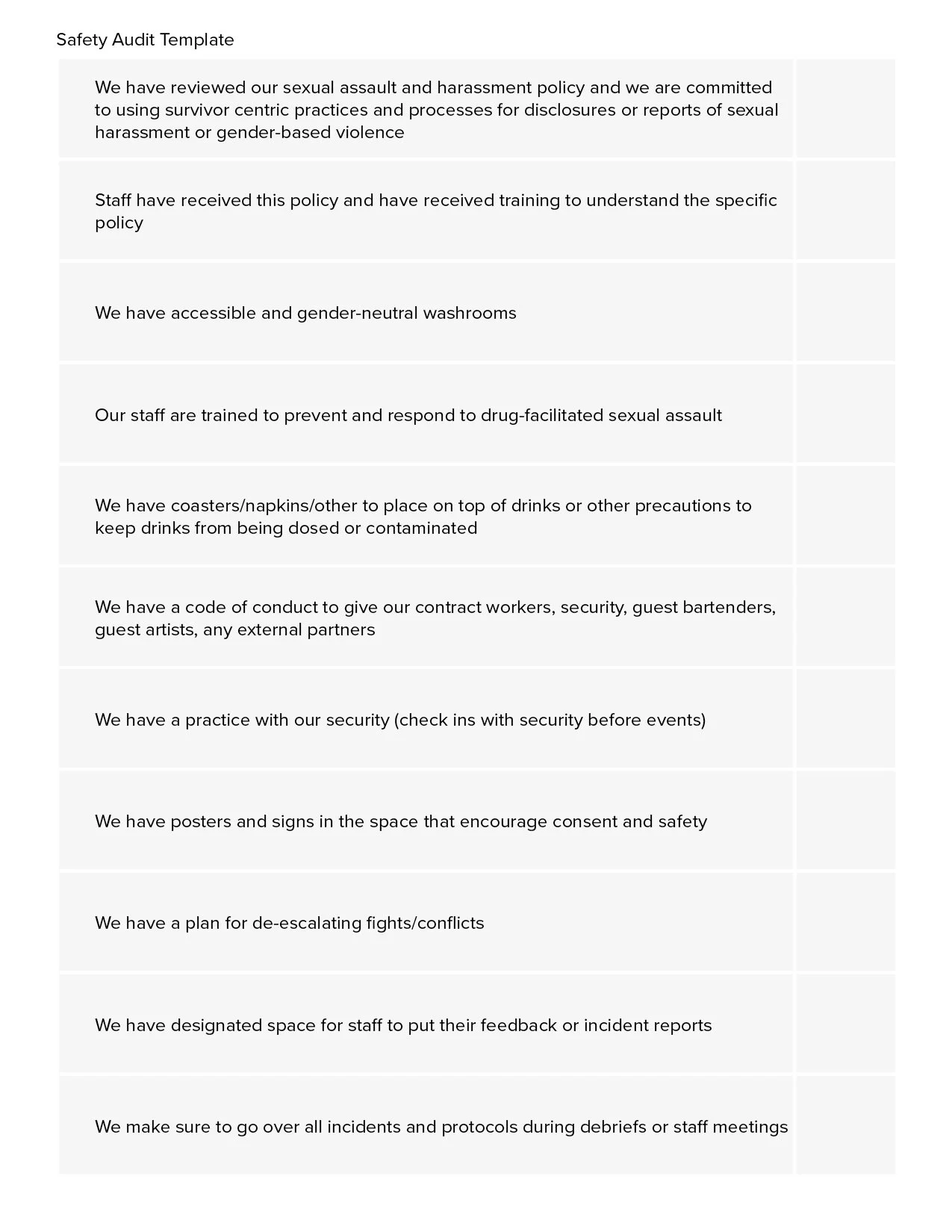 safety audit template checklist page 1