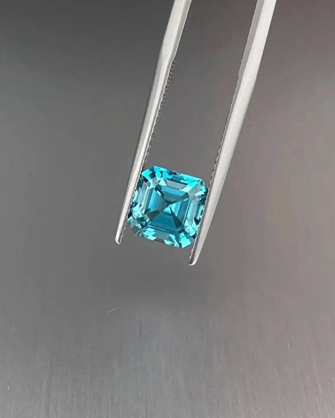 Blue Zircon Asscher Cut, 3.54ct