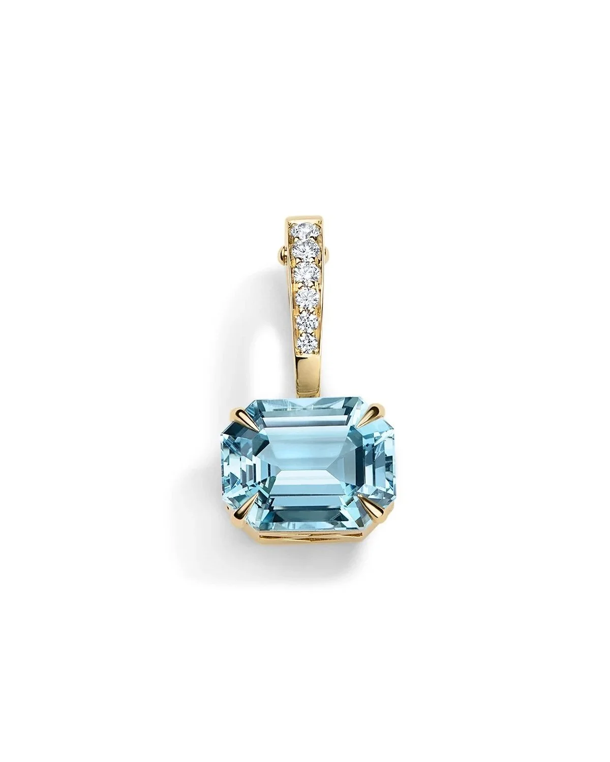 One-of-a-Kind Pavé Diamond Large Hinged Bail Charm with a Elongated Octagon-cut Aquamarine