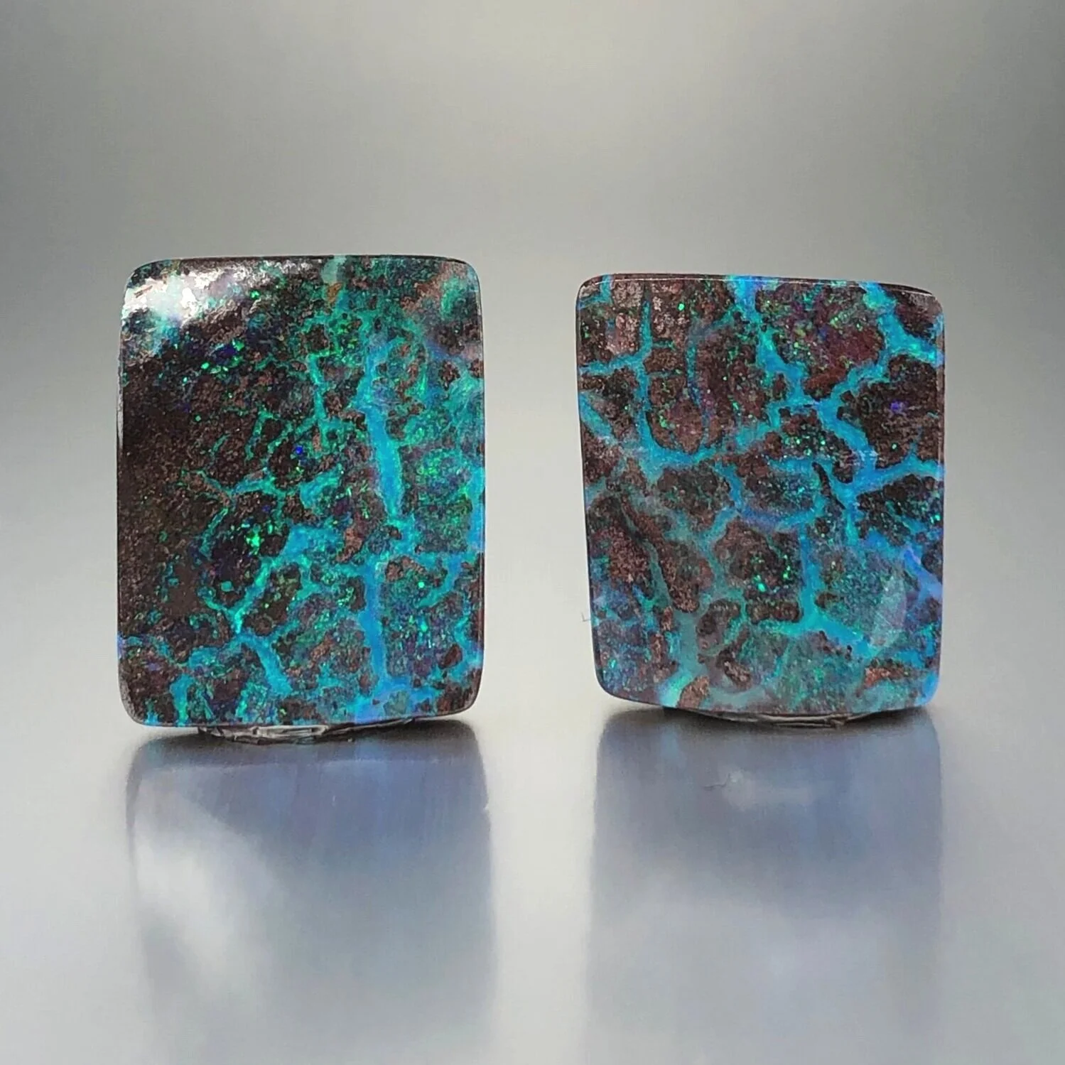 Black Boulder Opal - Square Cabochon - Set - 71.98tcw