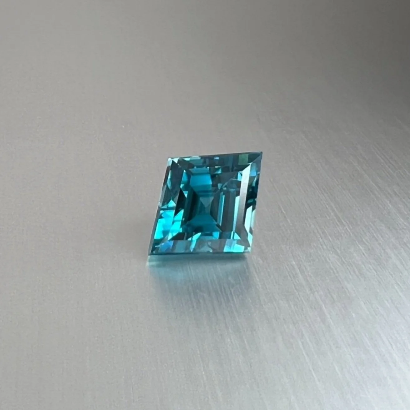 Blue Zircon Lozenge Cut, 7.09ct