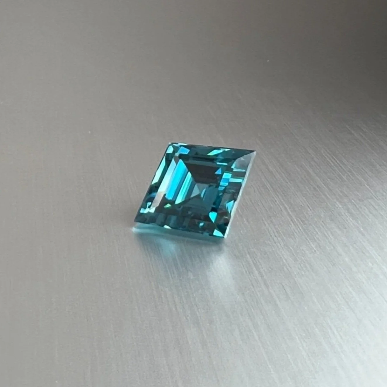 Blue Zircon Lozenge Cut, 7.09ct