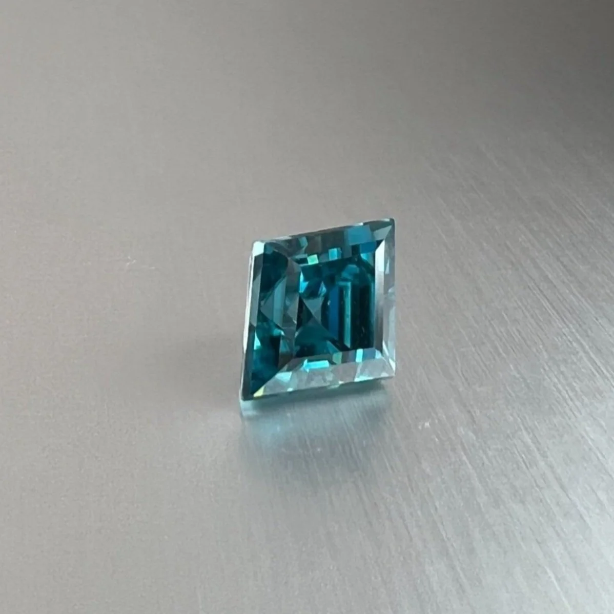 Blue Zircon Lozenge Cut, 7.09ct