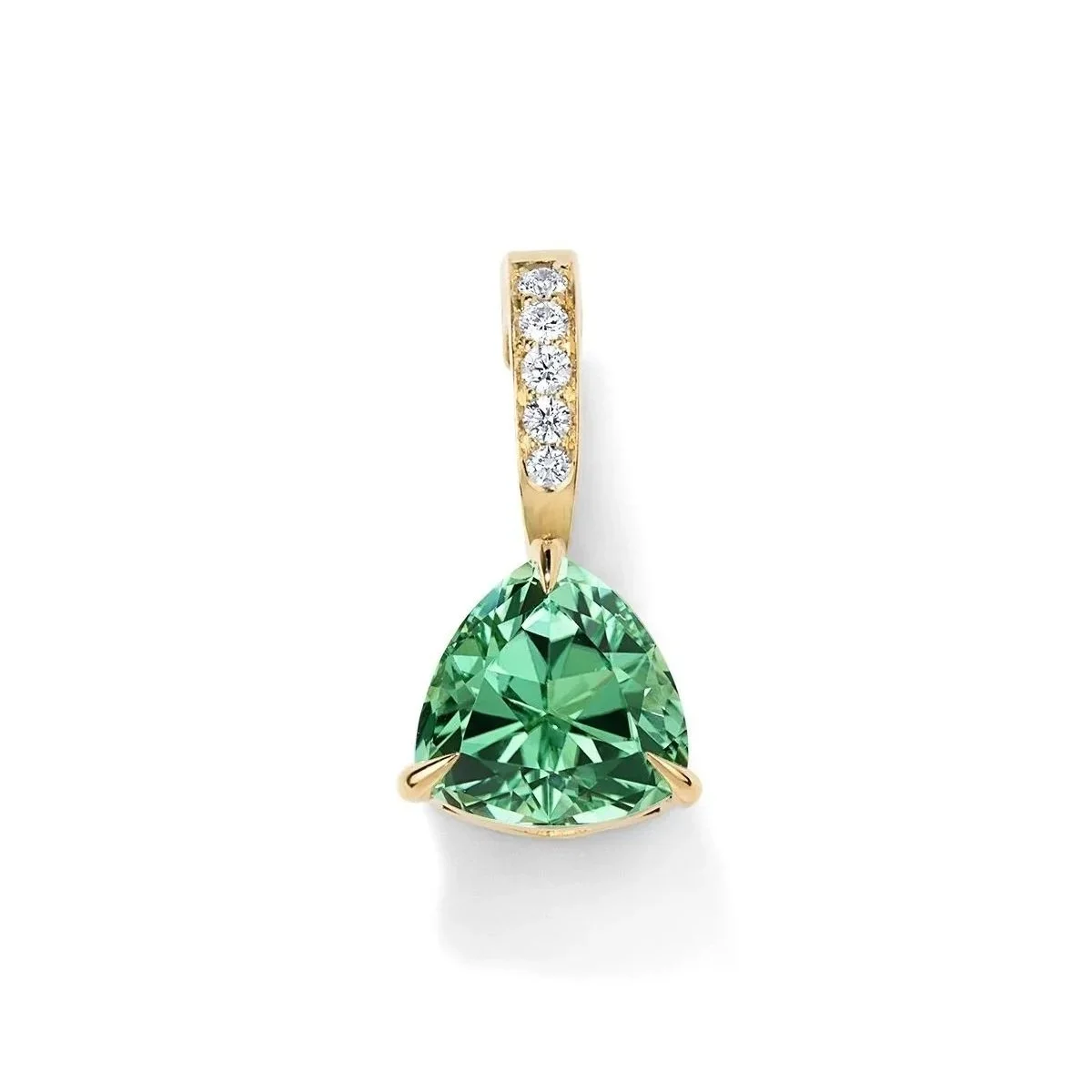 One-of-a-Kind Pavé Diamond Small Hinged Bail Charm with a Trillion-cut Mint Green Tourmaline