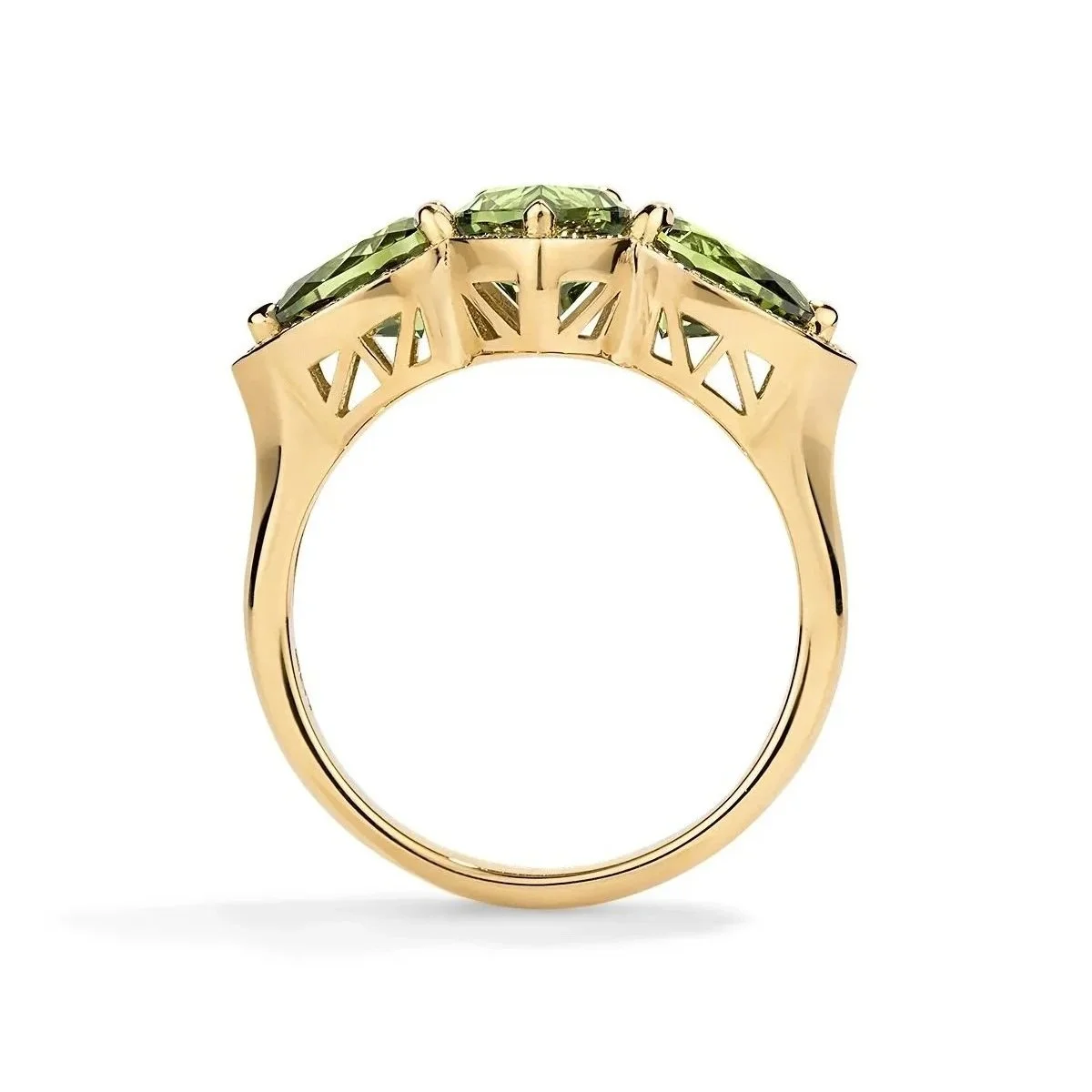 One-of-a-Kind Deco Filigree Ring with Pear-Cut Demantoid Garnets and Diamonds