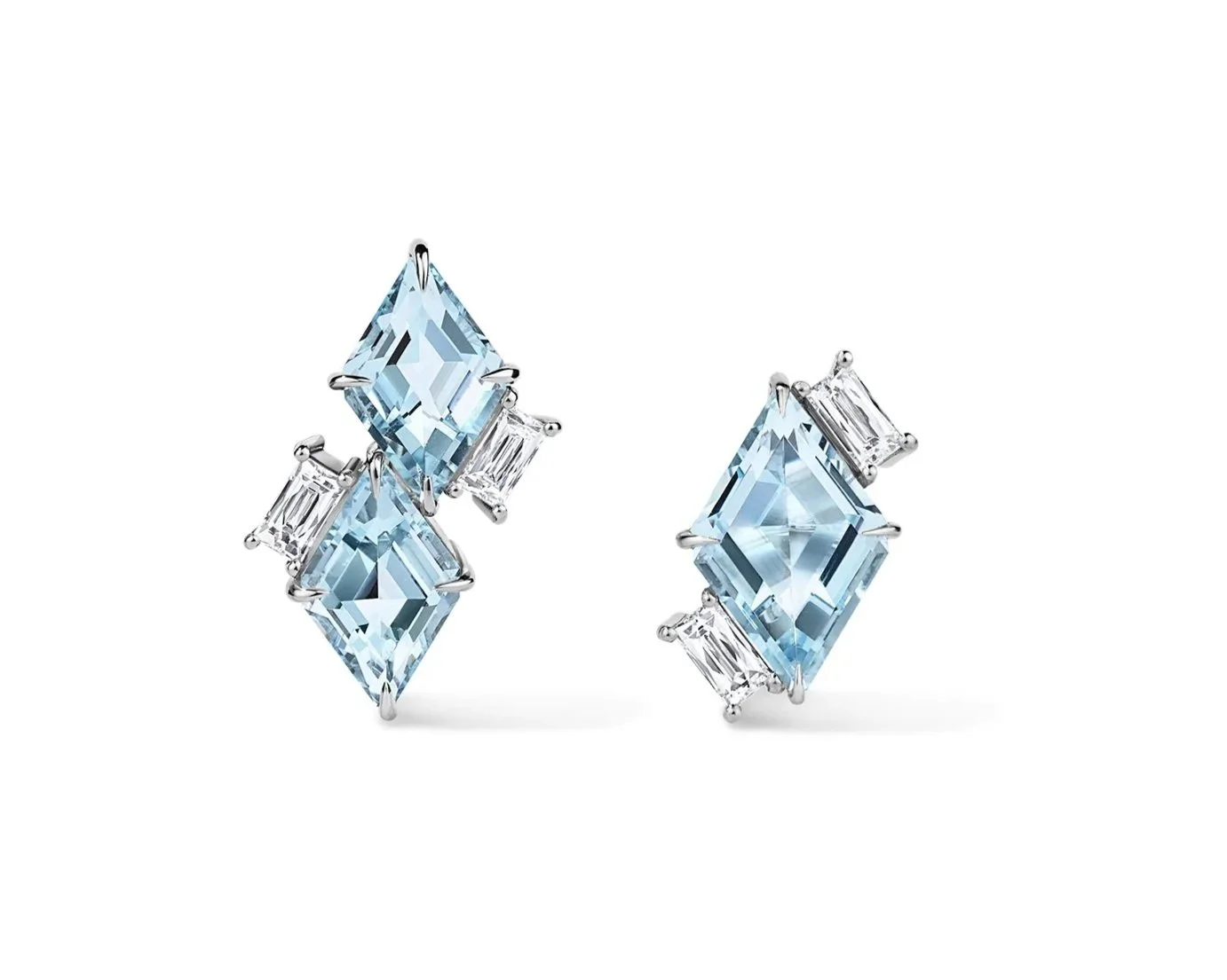 Mismatched Kite-cut Aquamarine Earrings