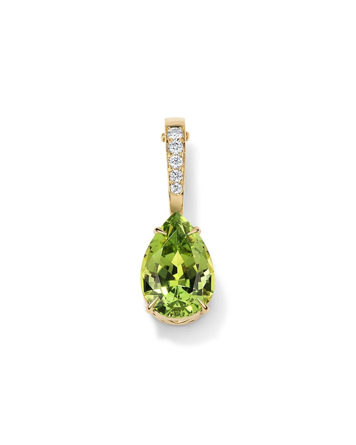 One-of-a-Kind Pavé Diamond Large Hinged Bail Charm with a Pear-cut Mint Green Tourmaline