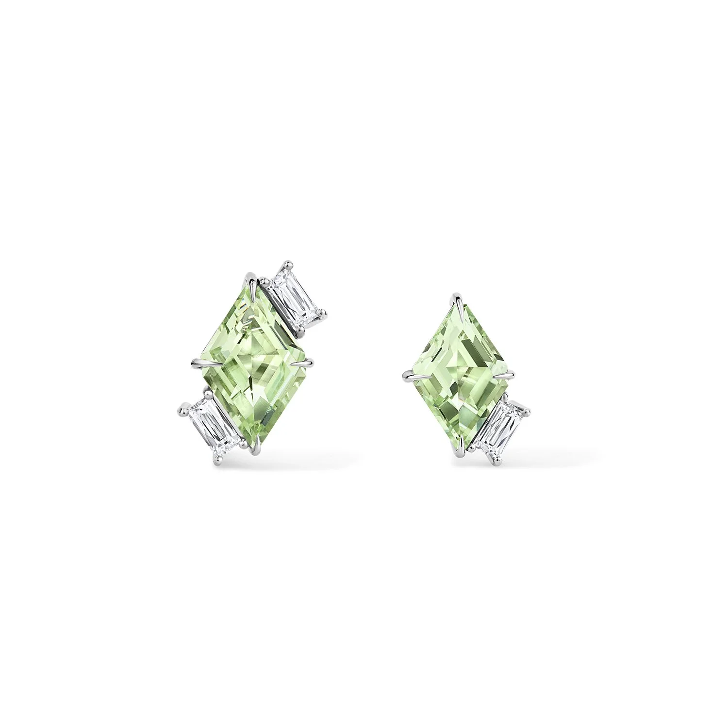 Mismatched Kite-cut Mint Green Tourmaline Earrings