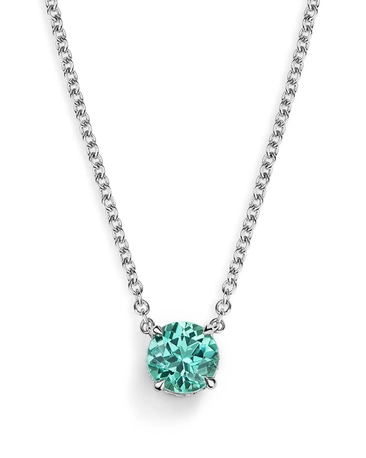 One-of-a-Kind Lagoon Tourmaline Brilliant-cut Pendant with Hidden Diamond Halo