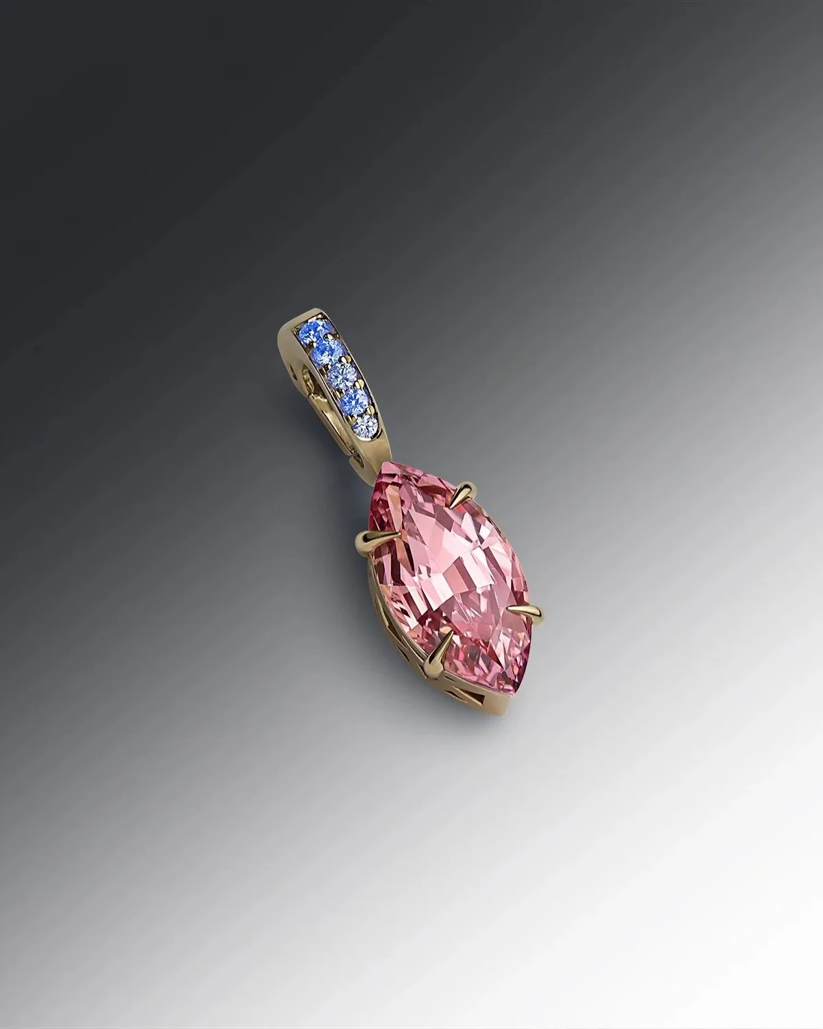Malaya Garnet Marquise-cut charm with optical phenomenon Diamond pavé hinged charm in our signature faceted Deco filigree style mount.