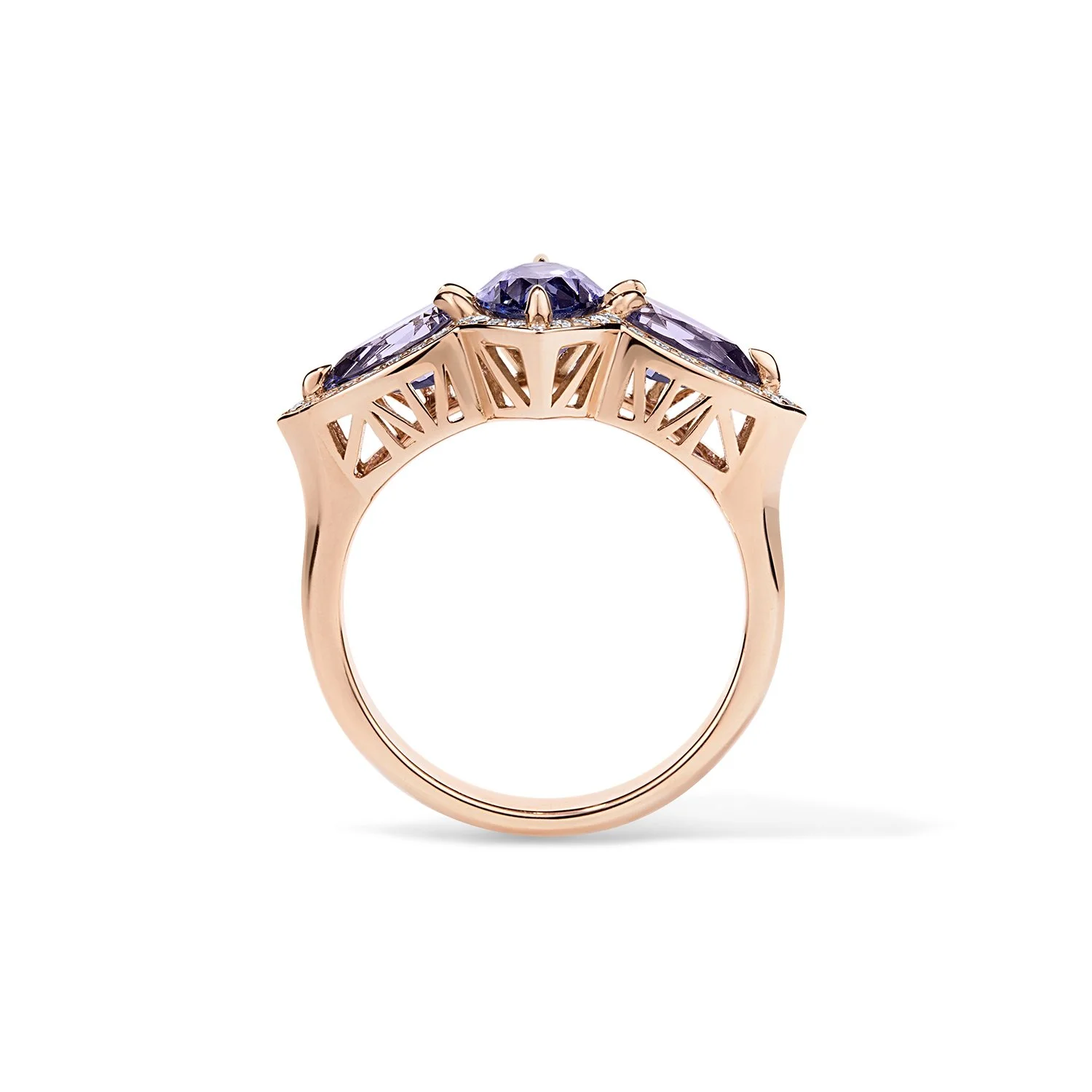 One-of-a-Kind Deco Style Filigree Ring with Marquise-cut Lavender Spinel and Diamonds