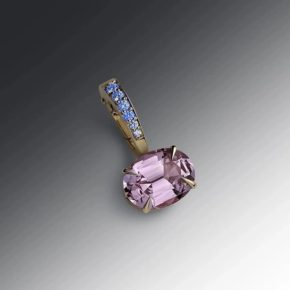 Violet Spinel Oval-cut charm with optical phenomenon Diamond pavé hinged charm in our signature faceted Deco filigree style mount.