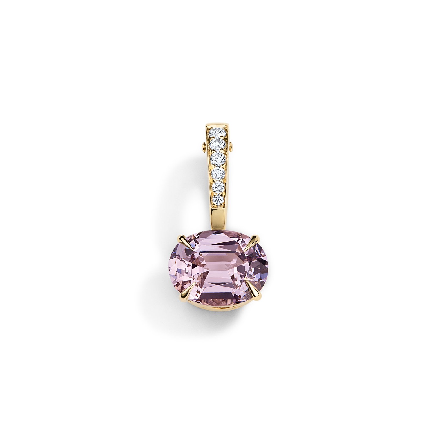 One-of-a-Kind Pavé Diamond Large Hinged Bail Charm with a Oval-cut Violet Spinel